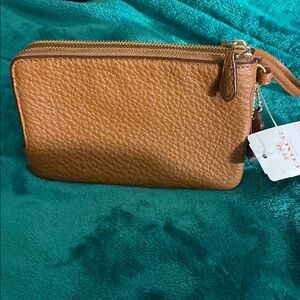 Coach Tan Leather Wristlet